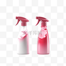 3d 渲染喷雾瓶 3d 渲染红色和粉色