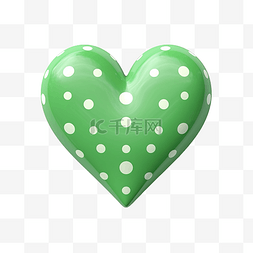 月形图片_带圆点的绿色心形