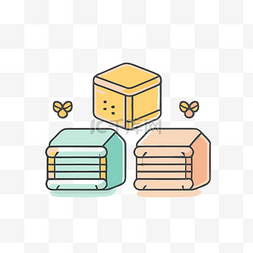 盒子和蜜蜂在一起的两个图标 向