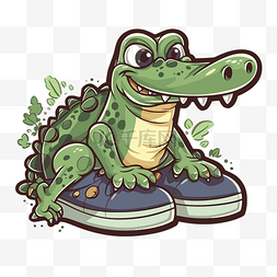 卡通运动鞋上的卡通鳄鱼鞋 向量