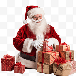 圣诞老人礼品盒和圣诞灯
