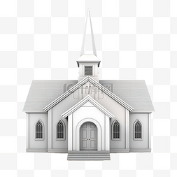 孤立的 3d 教堂建筑