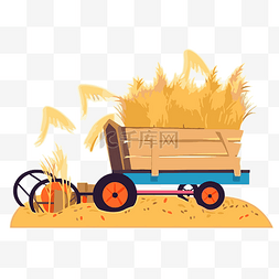 干草车剪贴画 木制马车拉着拖车