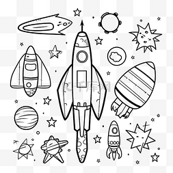 火箭涂鸦图片_太空火箭涂鸦太空战争线条艺术