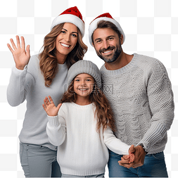 圣诞节概念快乐微笑的家庭看着某