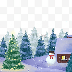 雪景里的树图片_雪景树林里的小木屋