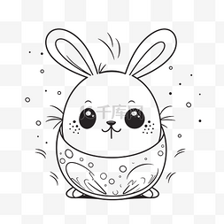 兔子矢量线描图片_卡哇伊可爱的兔子着色页为孩子矢