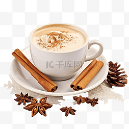 圣诞甜蜜图片_一杯咖啡与圣诞甜蜜隔离在白色