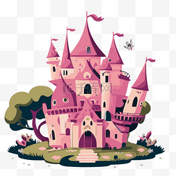 粉红色城堡图片_公主城堡 向量