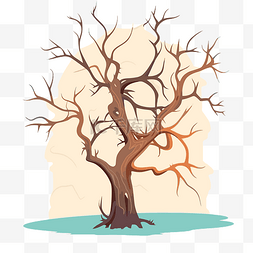 向量的死树图片_没有叶子的树剪贴画插图描绘了一