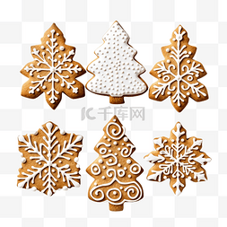 圣诞自制烘焙树形和雪花形饼干