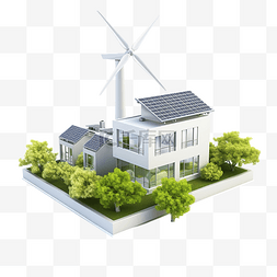 生态持续图片_3d 插图电能可再生能源