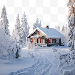 圣诞节小屋图片_圣诞节时芬兰拉普兰的小屋和下雪