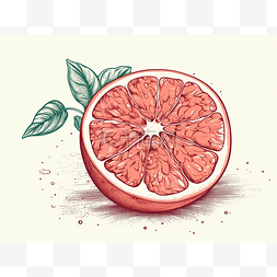 葡萄柚在素描插图中切成两半 rekla