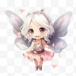 艾力丝梦游仙境图片_一个白发蝴蝶翅膀的可爱仙女卡通