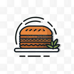 汉堡牛肉饼图片_以细线设计的汉堡图标 向量