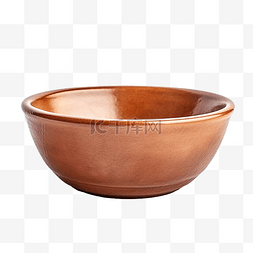白色背景中突显的棕色粘土碗