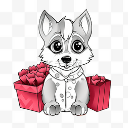 盒子里的狗图片_为孩子们准备的彩色书，在礼品盒