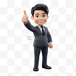 忙碌的工人图片_3d 渲染商人竖起大拇指姿势