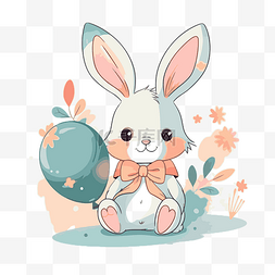 高清画图片_兔子剪贴画兔子与气球高清可爱兔