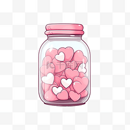 罐子里可爱的粉红心插画