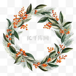 圣诞花环框架，用于节日贺卡装饰