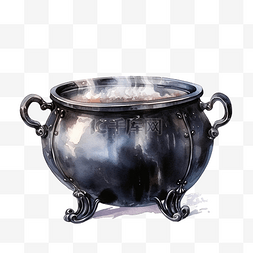 女巫大锅钢制黑色大锅，配有沸腾