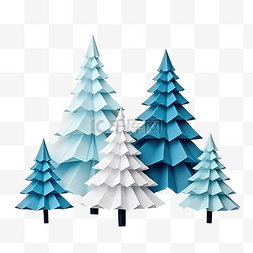 折纸手工图片_白色和蓝色的纸折纸圣诞树组成