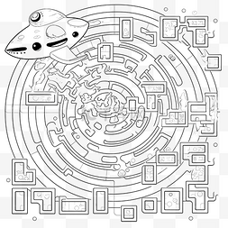 儿童迷宫迷宫图图片_迷宫与航天飞机和行星地球着色页