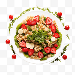 圣诞餐桌绿色沙拉配草莓和意大利