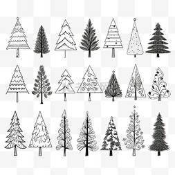设置列图片_圣诞树手绘剪贴画云杉涂鸦设置单