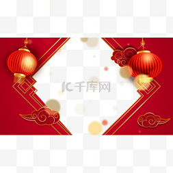 祥云图案背景图片_新年中式灯笼红色祥云背景