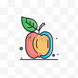 苹果icon图片_白色背景上的彩色轮廓苹果图标 