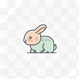 条纹背景上的小兔子图标 向量