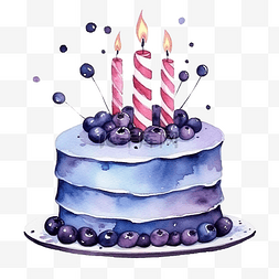 带卡片的蛋糕图片_带蜡烛的水彩生日蛋糕