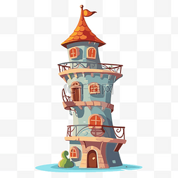 塔剪贴画卡通城堡插图与塔和屋顶
