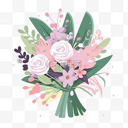 婚礼花卉剪贴画粉彩花束矢量插画