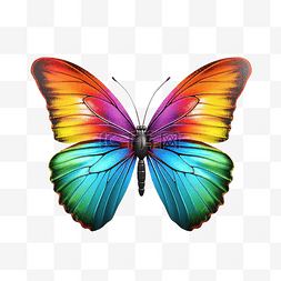 彩色羽毛背景图片_彩色蝴蝶元素的 3d 渲染