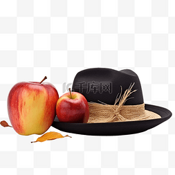传统经典图片_感恩节朝圣者帽子，配玉米棒子和
