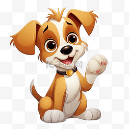 小狗透明png图片_可爱的卡通狗伸出爪子PNG文件