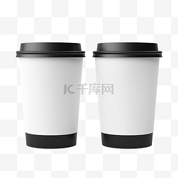 咖啡黑色纸杯图片_逼真的空白模型纸杯，带白色和黑