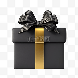 结婚周年纪念日图片_逼真的黑色开放式礼品盒，带有金
