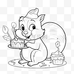 鼠年快乐免费图片_概述了可爱的松鼠卡通人物正在用