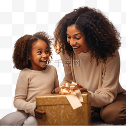 小女孩和妈妈图片_快乐的非洲裔美国小女孩在家和妈