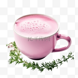 粉色抹茶拿铁加牛奶