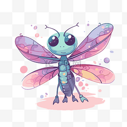 蜻蜓剪贴画可爱的紫色蝴蝶与蓝色