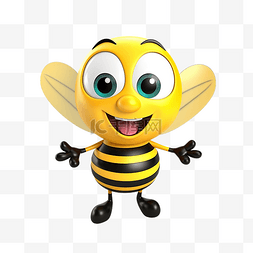 夏天笑脸图片_3d 蜜蜂与笑脸卡通风格渲染对象图