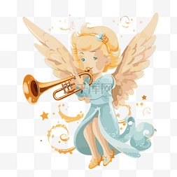 吹喇叭的天使图片_吹喇叭的天使剪贴画 卡通吹喇叭