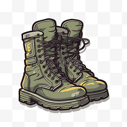 军用靴子与鞋带剪贴画的插图 向
