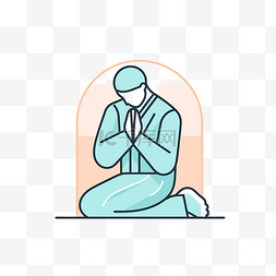 医生坐在祈祷姿势 向量